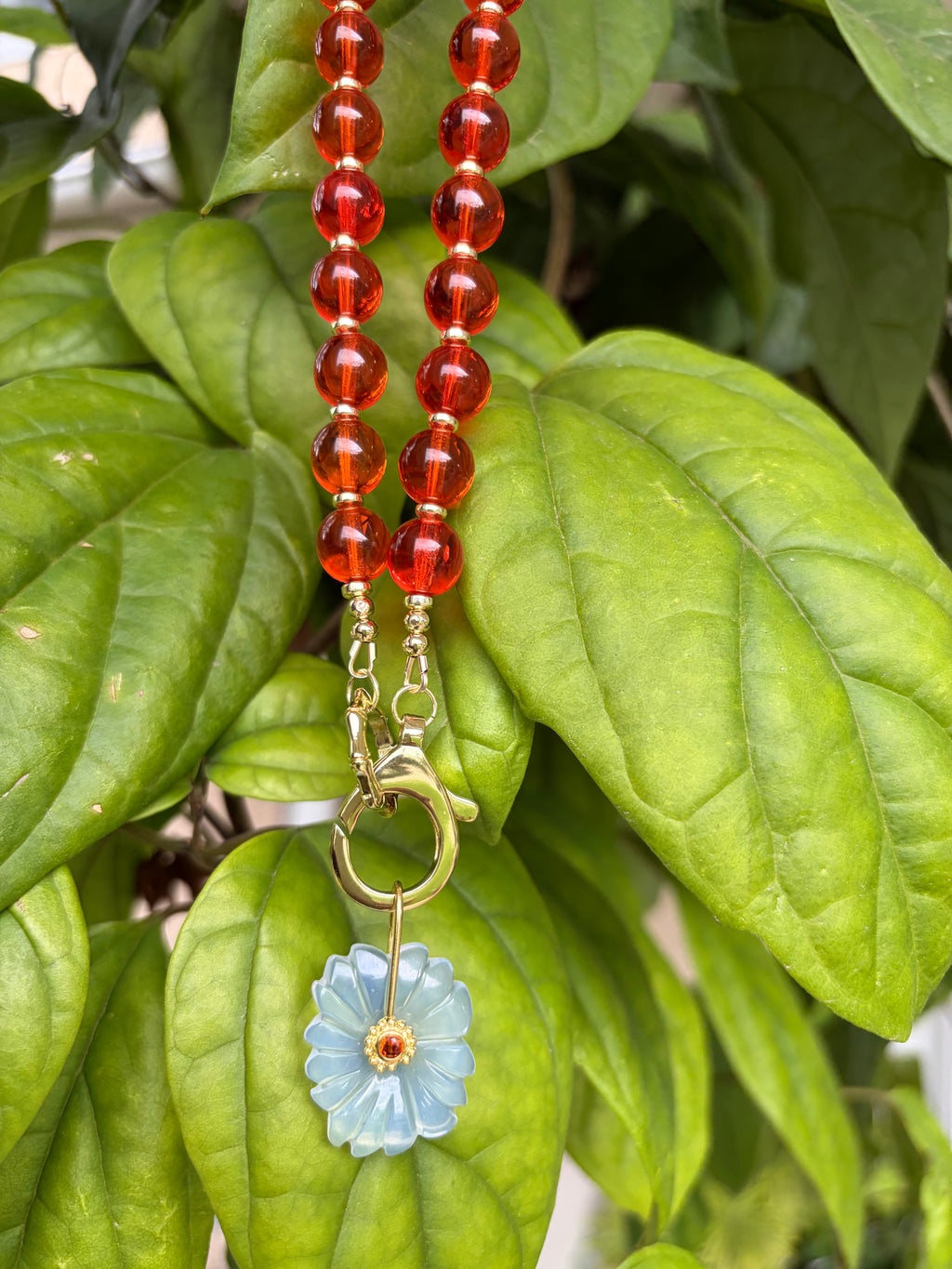 Orange Quartz Handmade Beaded Necklace