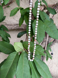 Sandstone Faceted Cube Beads Hand-Knotted on Brown Silk