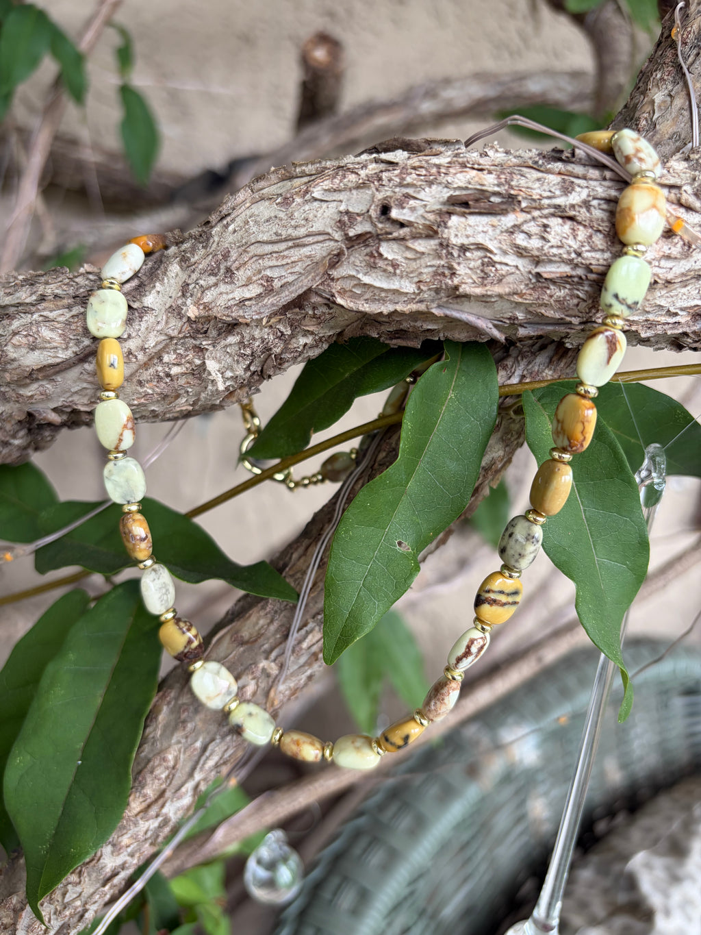 Chrysoprase Flat Rectangular Beads with Gold Spacer