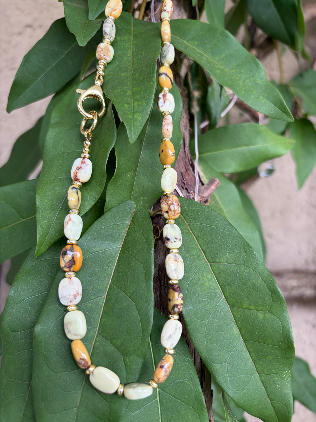 Chrysoprase Flat Rectangular Beads with Gold Spacer