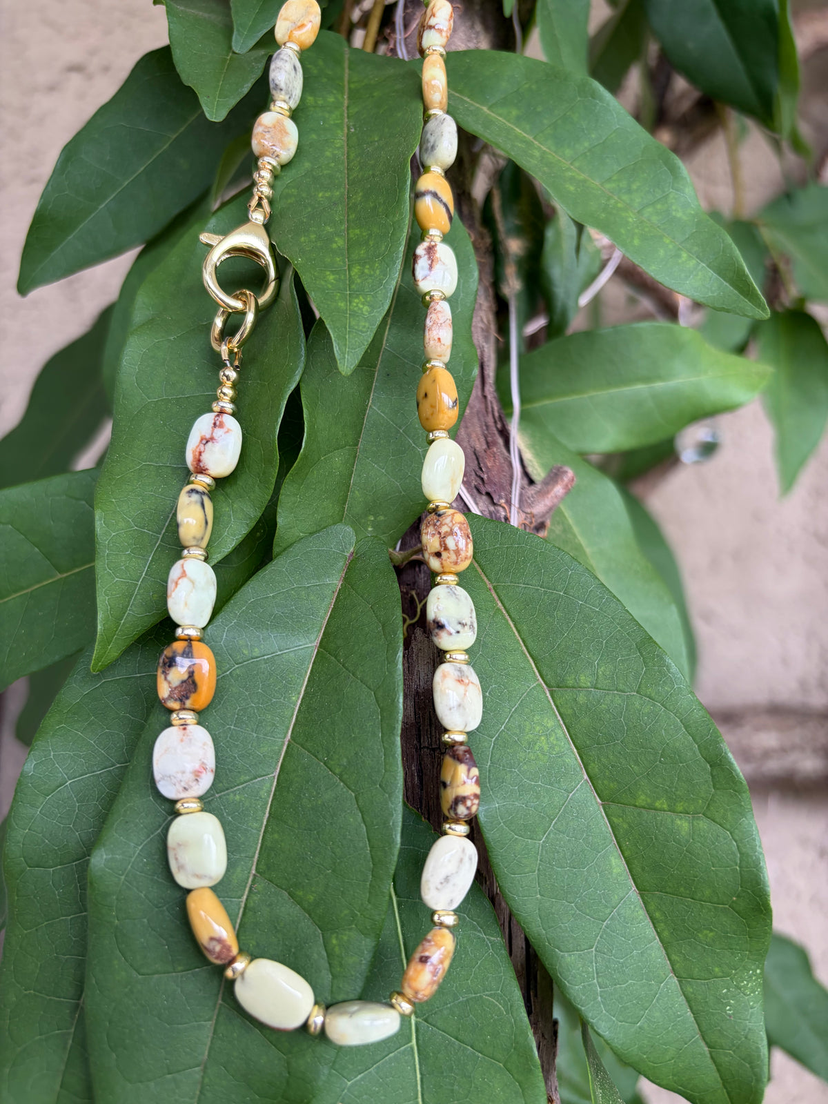Chrysoprase Flat Rectangular Beads with Gold Spacer