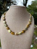 Chrysoprase Flat Rectangular Beads with Gold Spacer