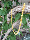 Yellow Jade Rondelle Beads Hand Knotted on Silk Cord