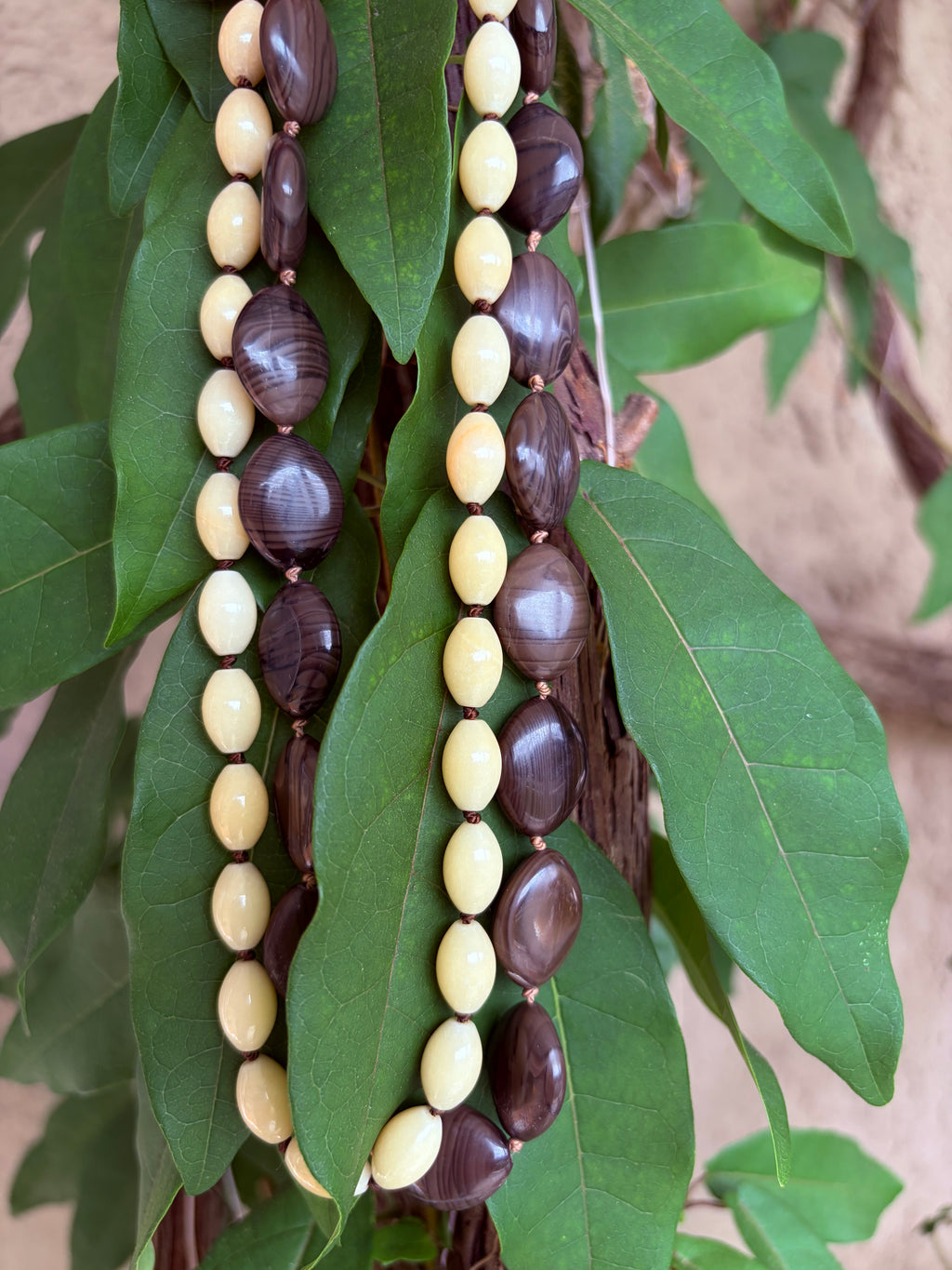Yellow Jade Beaded Necklace Hand Knotted on Silk Thread