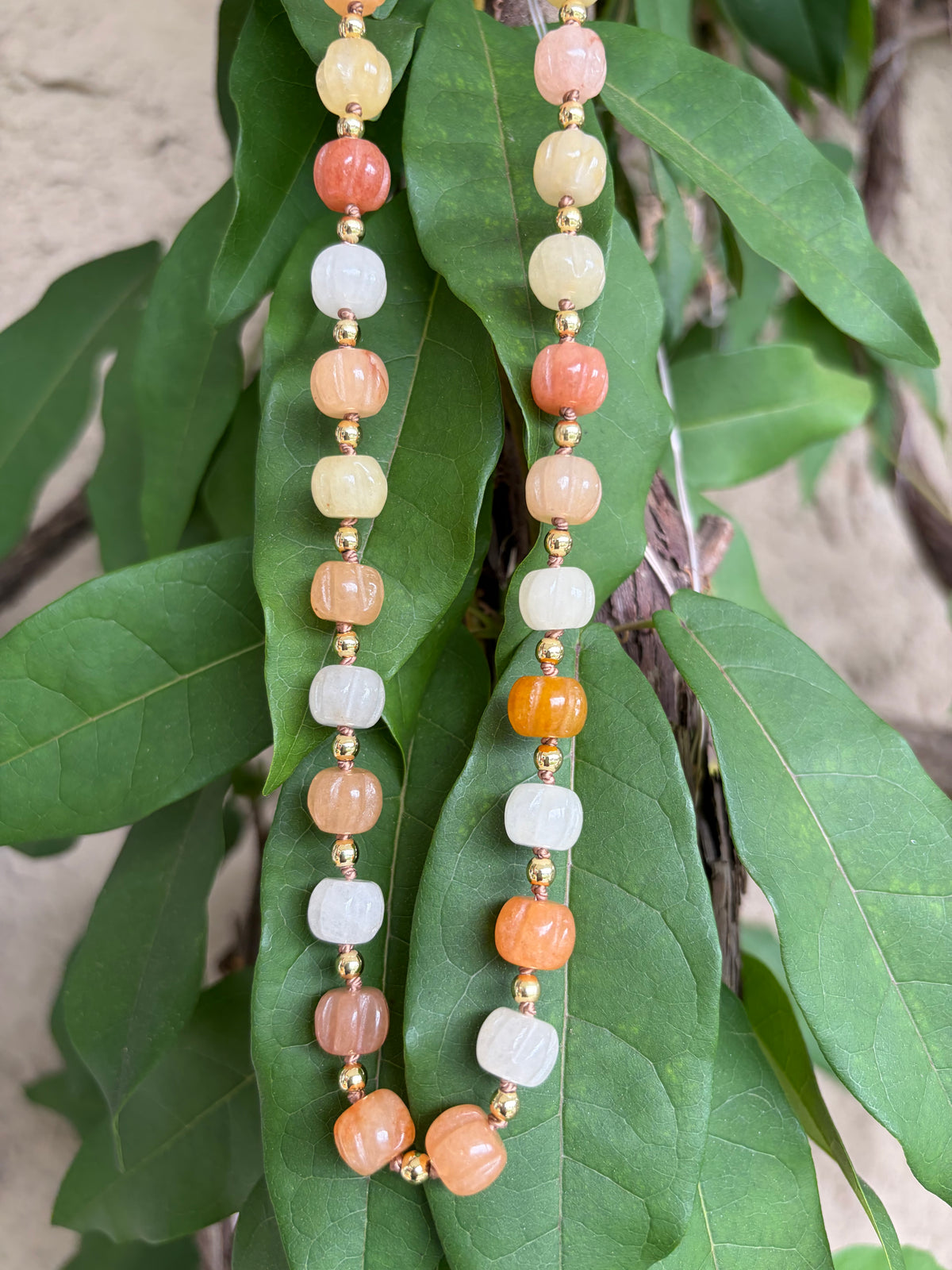 Pumpkin Shaped Jade Beaded Necklace