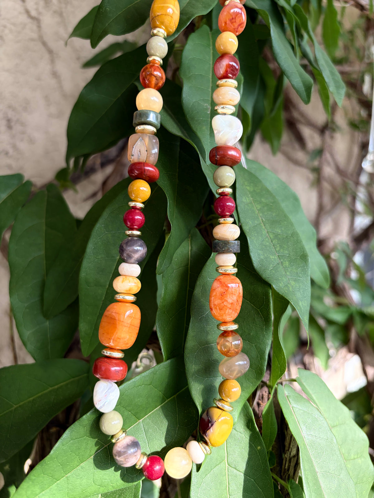 Handmade Beaded Necklace in Browns and Fall Colors