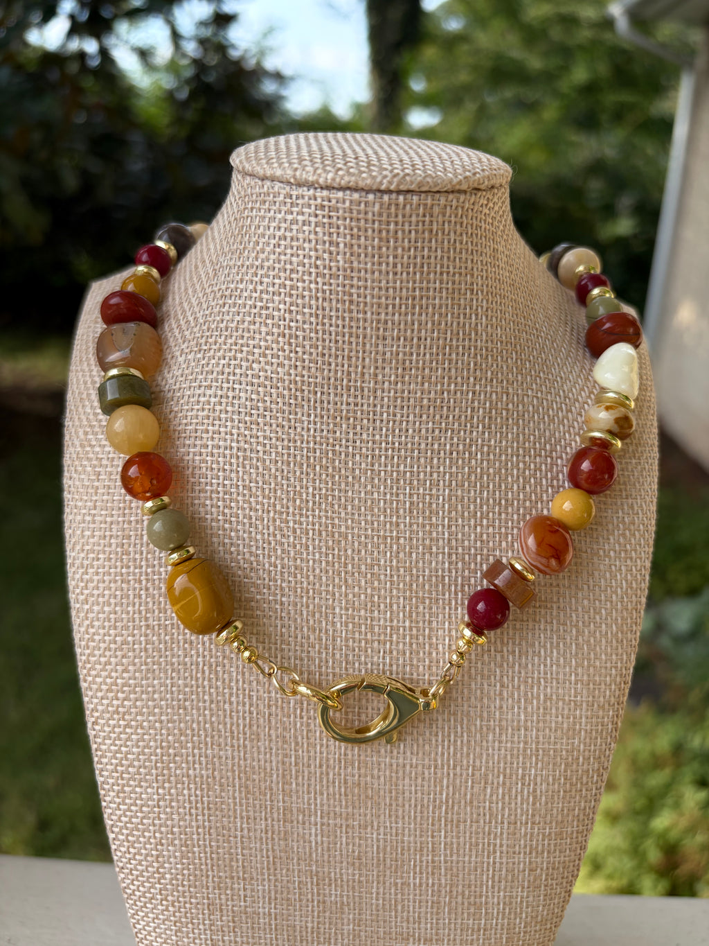Handmade Beaded Necklace in Browns and Fall Colors