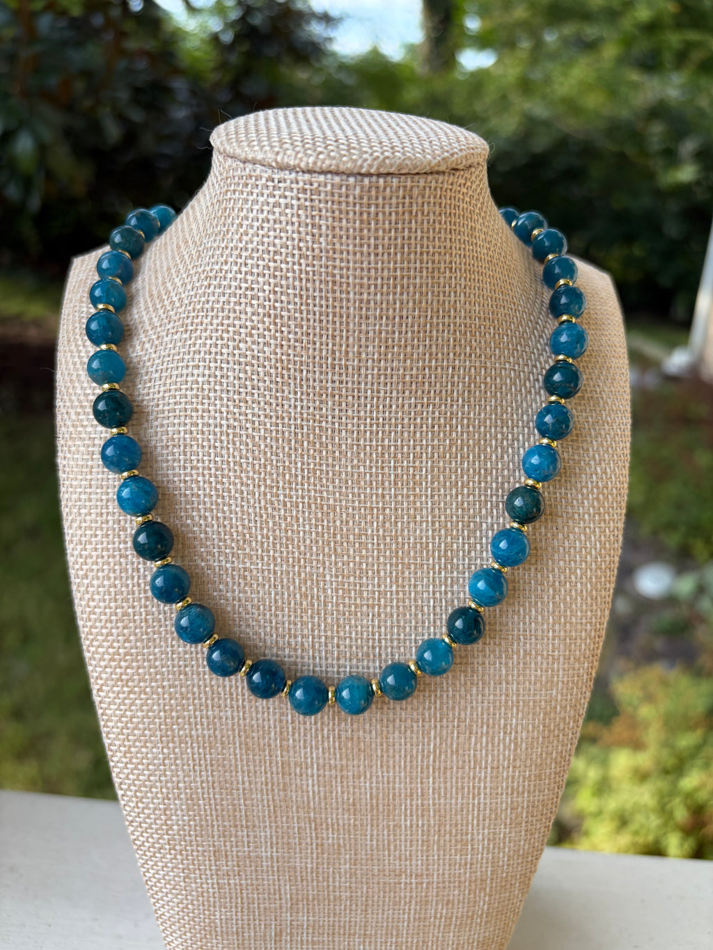 Peacock Blue Beaded Necklace