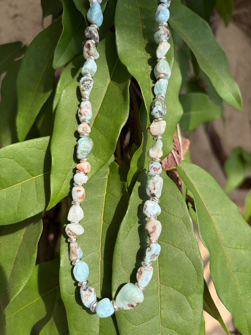Handmade Larimar Nugget Necklace