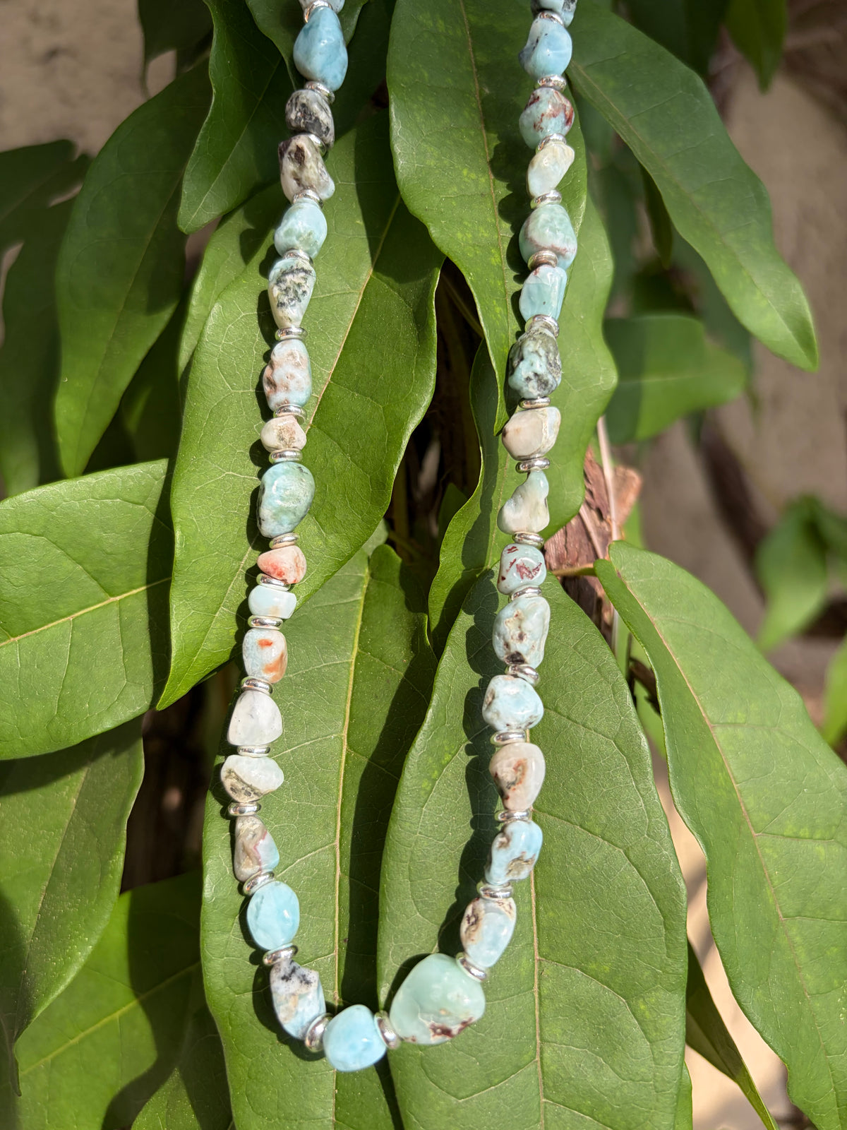 Handmade Larimar Nugget Necklace