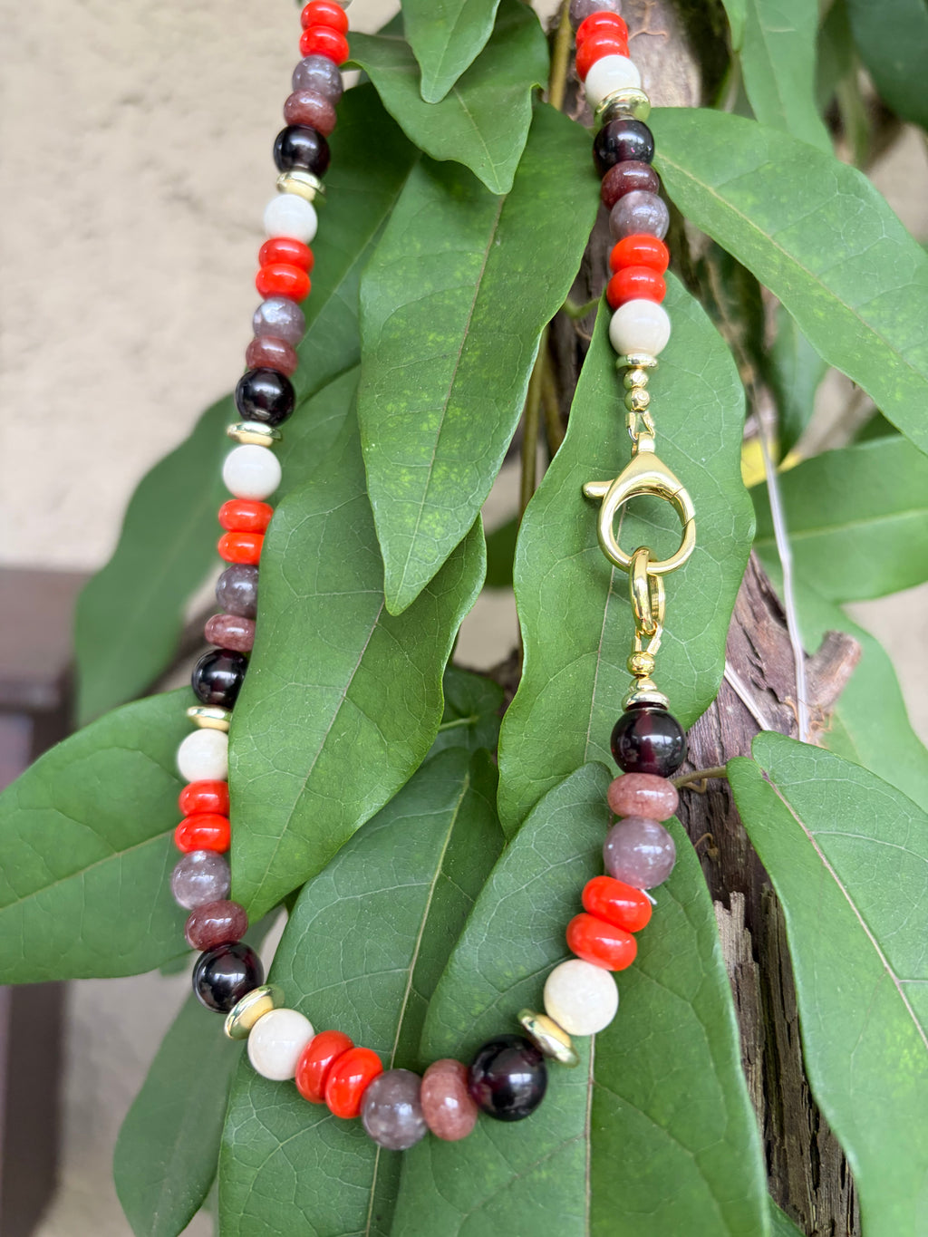 Brown and Orange Handmade Beaded Necklace