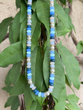 Blue and Silver Handmade Beaded Necklace