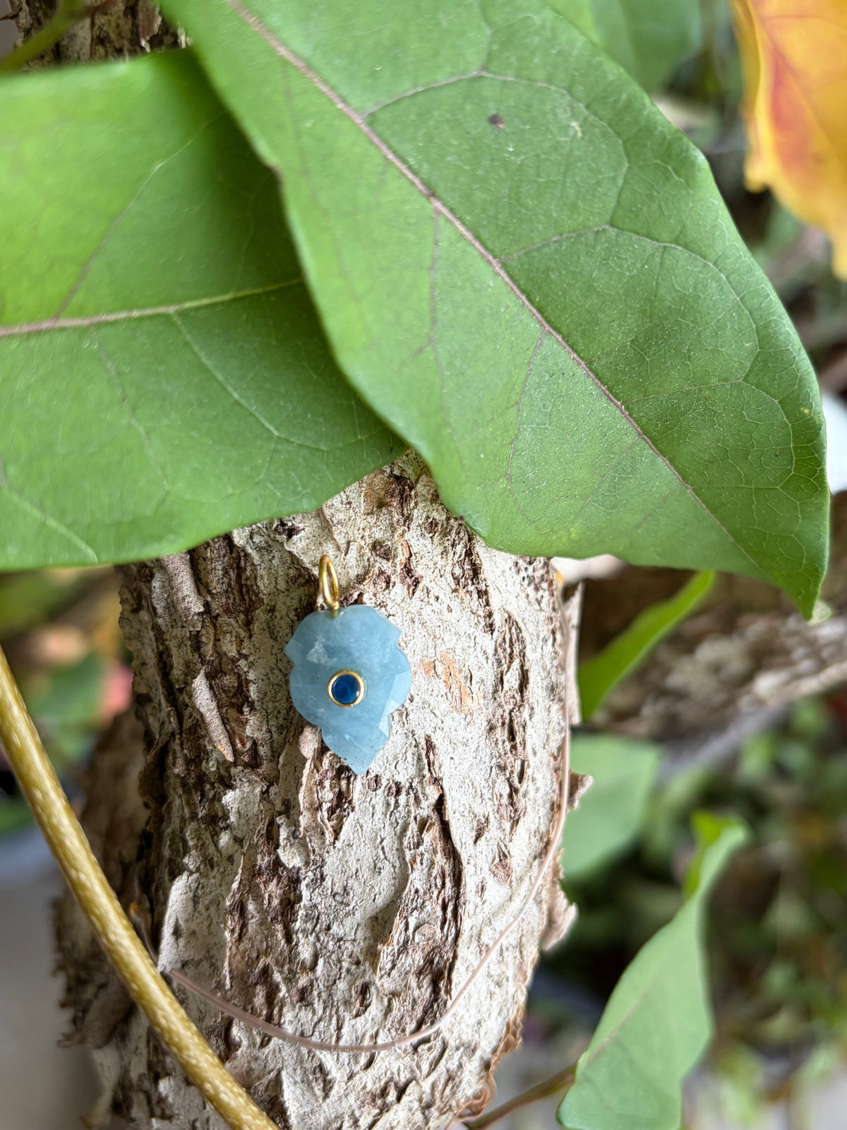 Carved Blue Gemstone Flower Charm