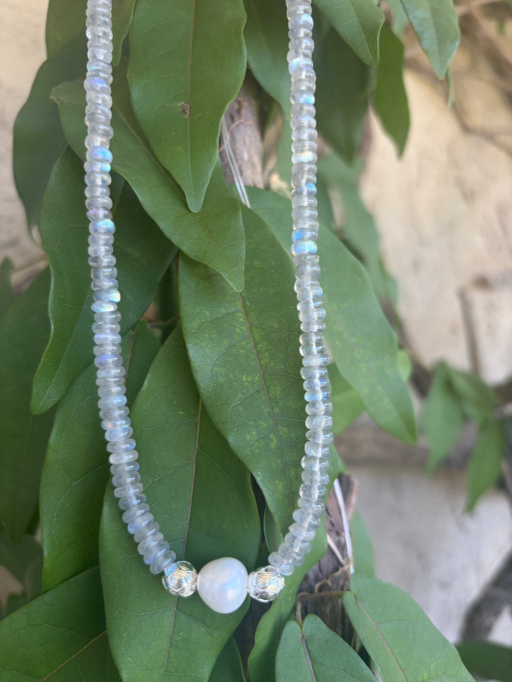 Labradorite, Pearl & Sterling Silver Necklace