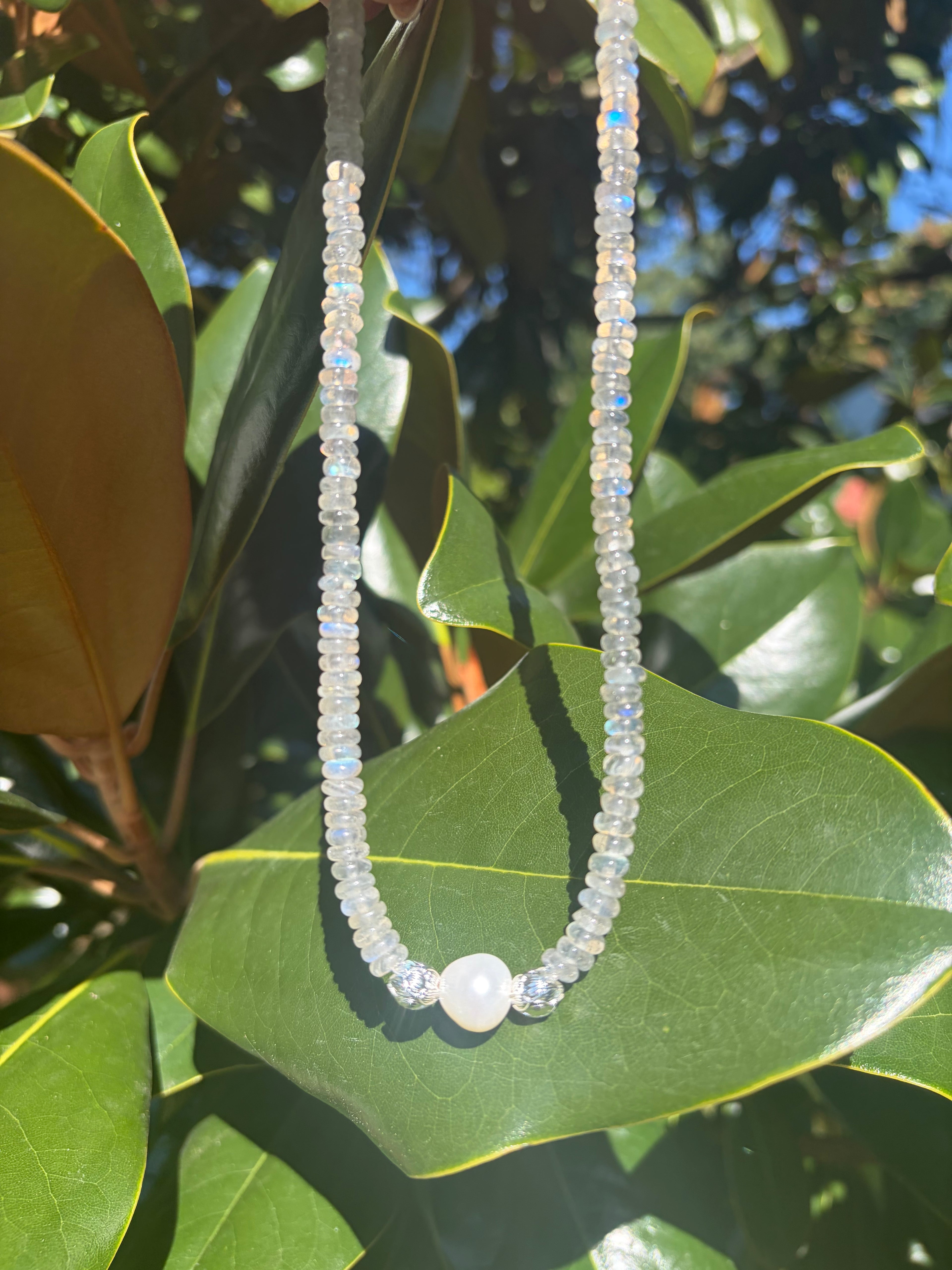 Labradorite, Pearl & Sterling Silver Necklace