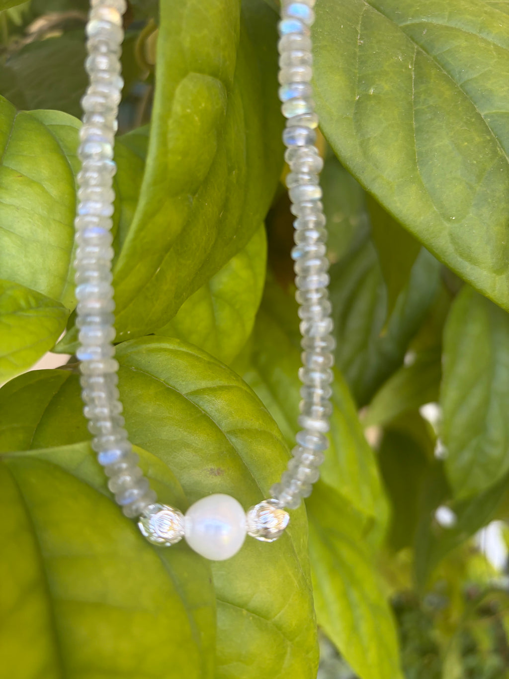Labradorite, Pearl & Sterling Silver Necklace