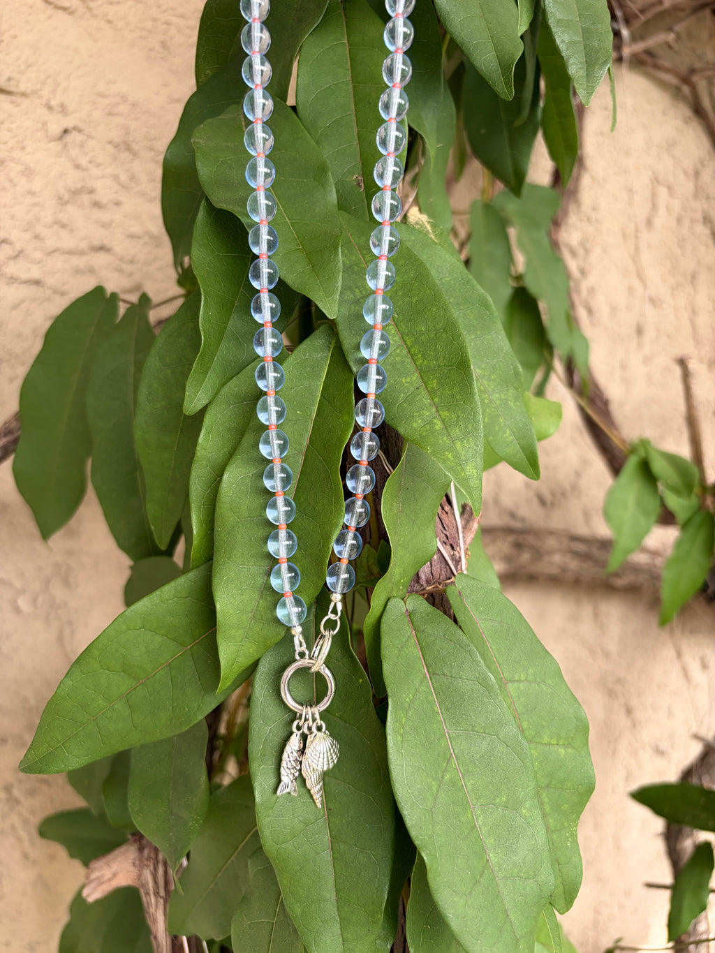 Blue Quartz & Pewter Charm Necklace