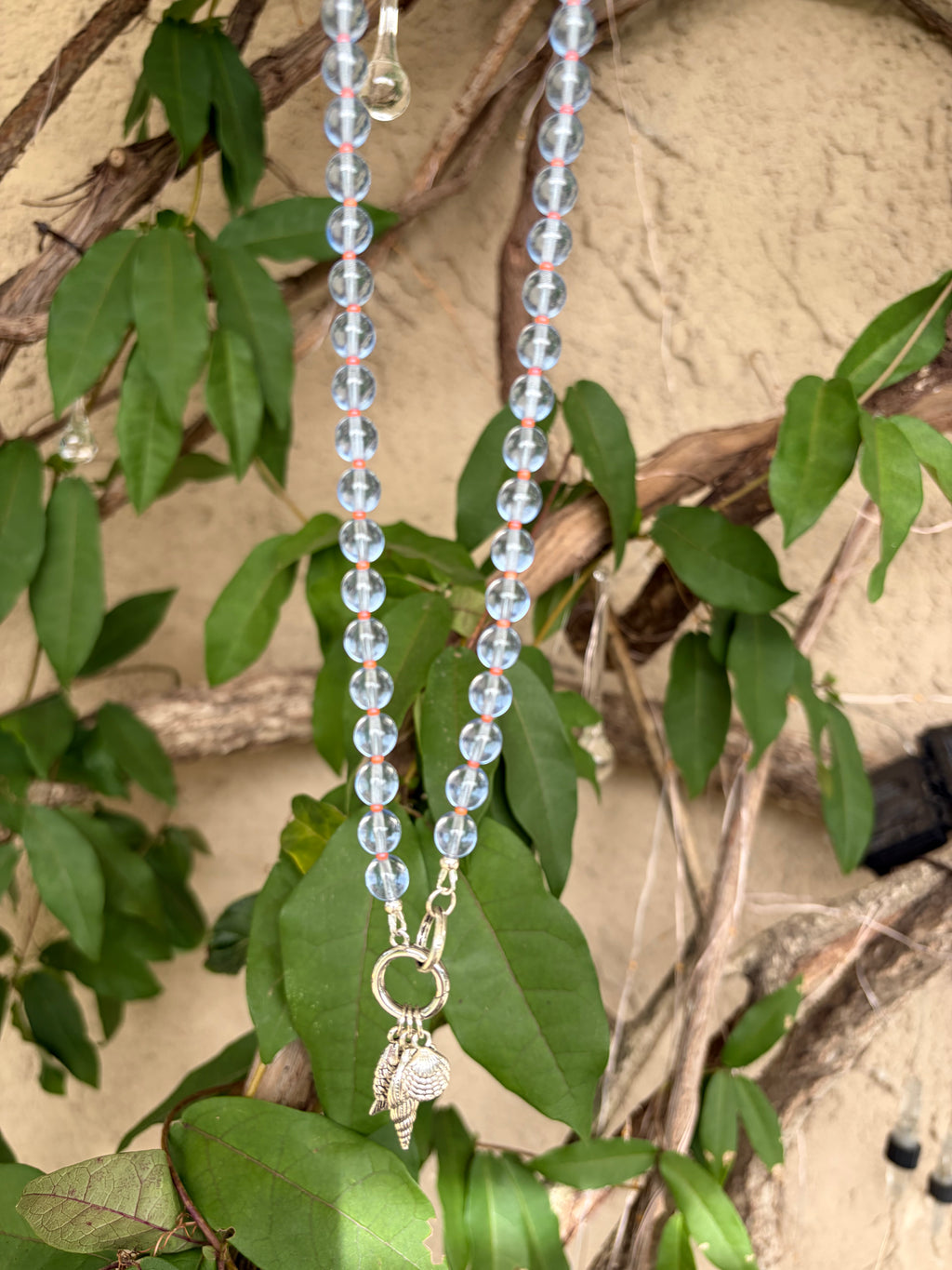 Blue Quartz & Pewter Charm Necklace