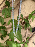 Blue Quartz & Pewter Charm Necklace