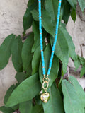 Turquoise & Gold Filled Heart Charm Necklace