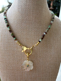 Australian Chrysoprase & Mother of Pearl Charm Necklace