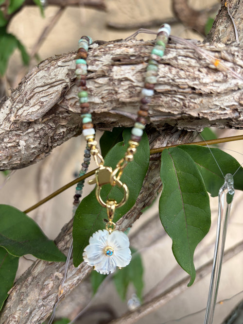 Australian Chrysoprase & Mother of Pearl Charm Necklace